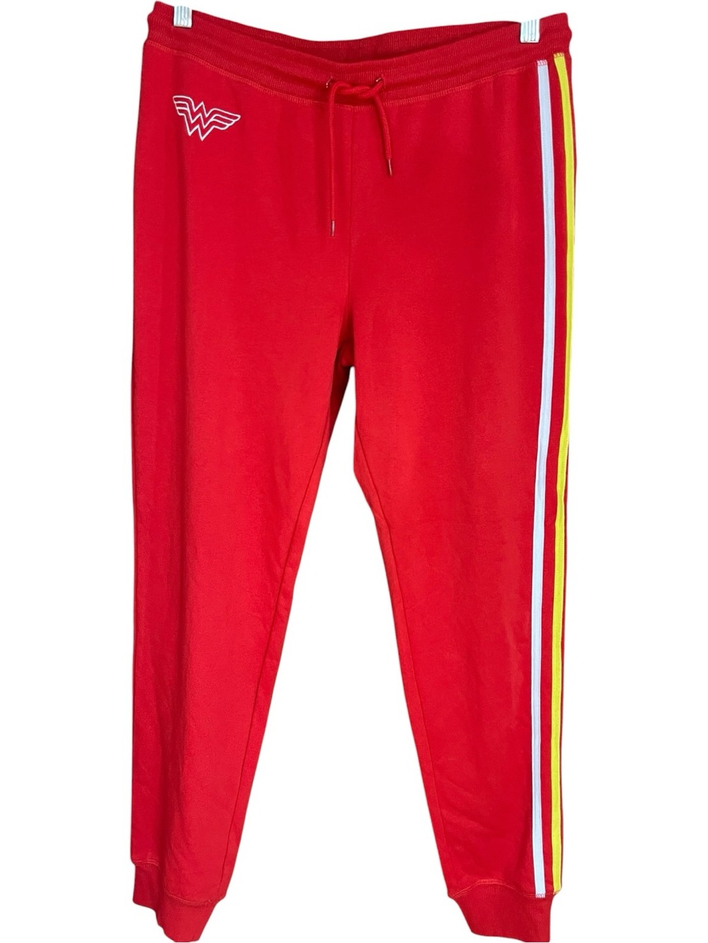 DC Comics Wonder Woman Fleece Lined Striped Track Jogger Cherry Red